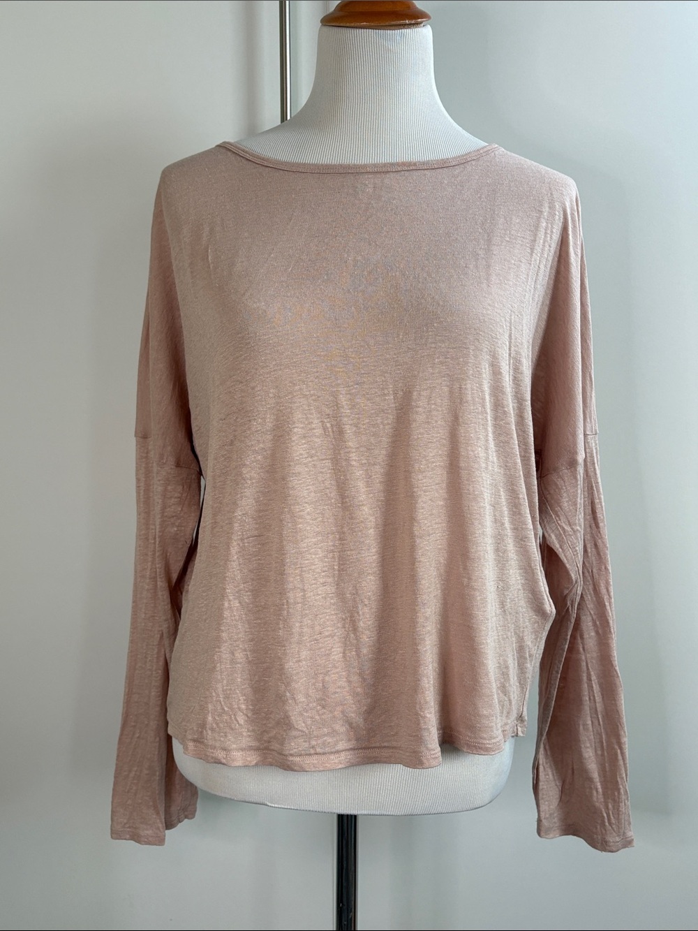 Joie Relaxed Slub Long-Sleeve Women’s Top in Dusty Rose L